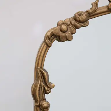 modern entryway mirror large arch mirror of Baroque Sleek Floral Gold Frame Mirror close up detail